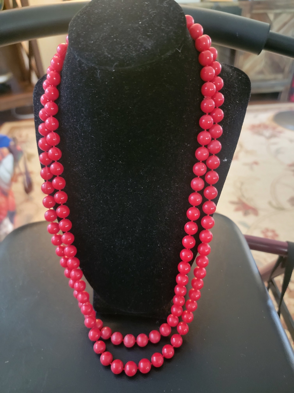 Red Beaded Layered Necklace - Women Jewelry Opera Length